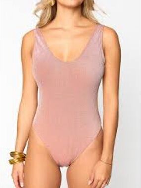 Buddy Love Dusty Rose Ribbed One-Piece Swimsuit
